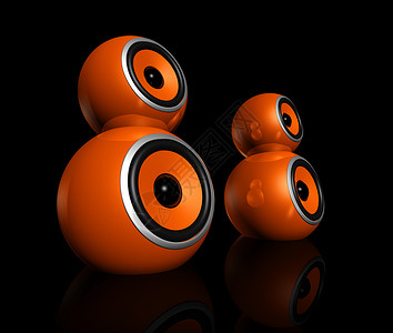 橙色扬声器球设备岩石喇叭立体声计算机低音音响图像音乐系统背景