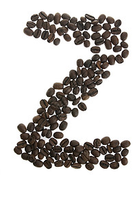 Coffey字母Z Z拼写英语语法黑色乐趣棕色艺术公司白色咖啡背景