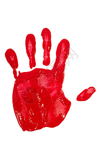红手印带有红油漆的手印流动艺术烙印棕榈手指刑事童年绘画艺术品乐趣背景