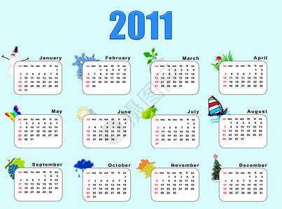Calendar_horizantal 2011 - 季节背景图片