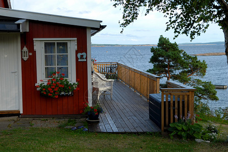 斯堪的纳维亚生活方式     海边美丽的房子高清图片