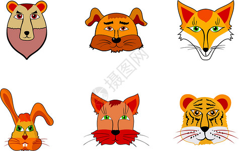 狡猾猫一套动物动画漫画插图设计图片