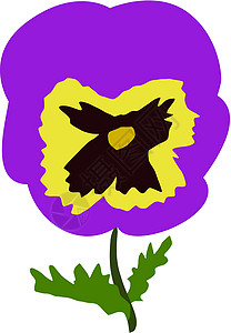 黄色三色堇晶体三位一体女士粉色紫色花园黄色三色绿色喜悦绘画设计图片