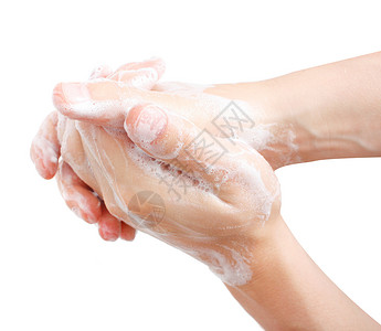 洗手预防肥皂浴室棕榈清洁度身体泡沫病菌卫生气泡高清图片