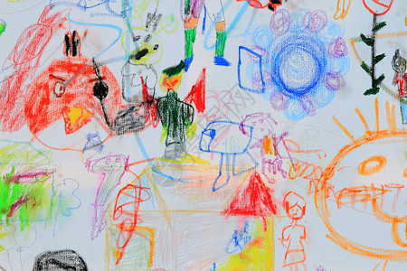 儿童绘图孩子草图记事本手绘婴儿正方形房子插图幼儿园绘画背景图片
