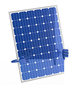 太阳能电池板图光伏细胞来源能源白色太阳转换活力生态绿色背景