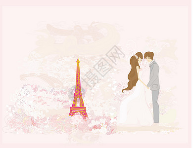 版我爱罗巴黎的罗姆夫妇国家场景热情婚礼情怀日落男性旅游男人天空背景