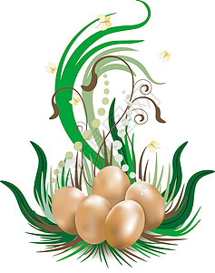 装饰性标题复活节鸡蛋曲线作品鸟类标签徽章标语蝴蝶植物礼物刷子背景