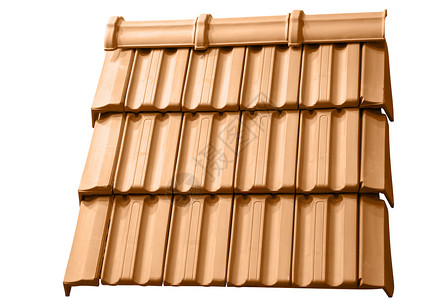 白色背景上孤立的屋顶瓷砖背景图片
