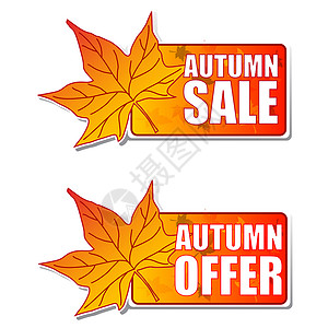 秋季销售和提供带有叶叶的标签高清图片