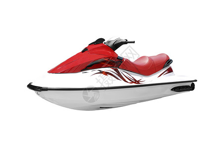 白色的快速红色和白色喷气式滑雪高清图片