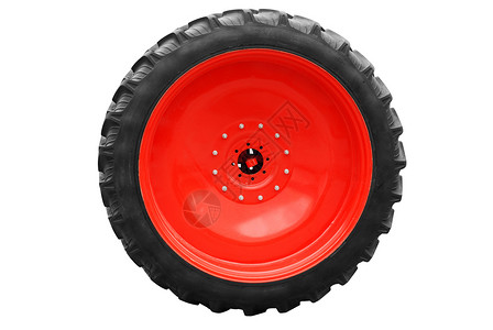 大拖拉机轮胎 在白色上被孤立车轮内胎橡皮背景图片