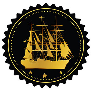 航海标签金色帆船标签背景