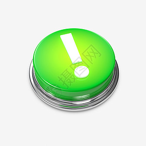 绿色警报按钮感叹号标记发光背景图片