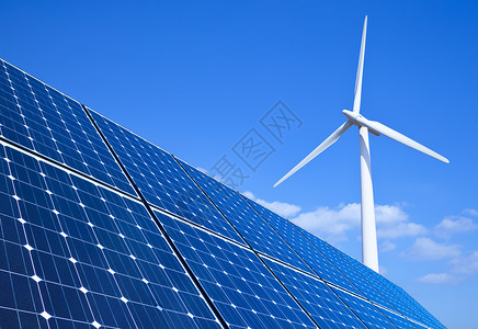 再生能源风车阳光窗格发电机细胞网络太阳来源天空生态高清图片