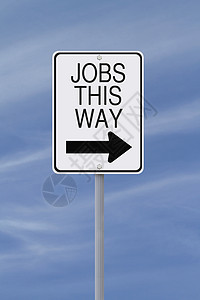 工作此方式就业招聘蓝色广告指示牌招工职位机会天空背景