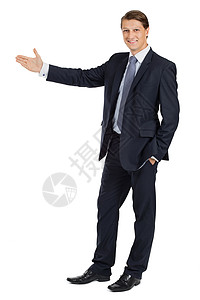 商务介绍人成人推介会男人手势男性广告微笑快乐人士经理背景图片