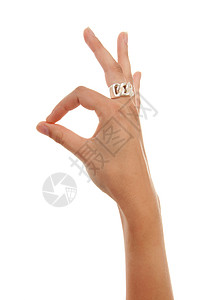 女人的手做一个好牌女性手指身体女士一部分概念协议棕榈背景图片