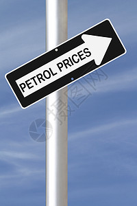 汽油价格上涨石油蓝色气体危机油价燃料路标标志白色原油背景