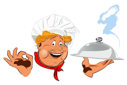 胖厨师有趣的厨师 最美味的美食职业男人广告食谱微笑海报烹饪面包师贴纸商业背景