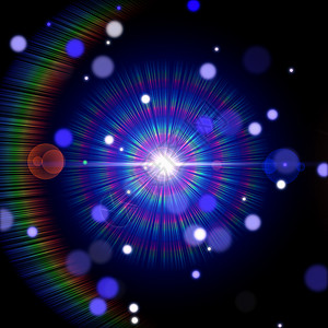 魔法光宇宙辐射蓝色红色绿色辉光插图羽毛圆圈射线背景图片