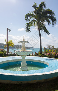 蓝喷泉眼罩夏洛特阿马利亚海岸线航海港口支撑处女场景热带蓝色总督府海洋背景图片