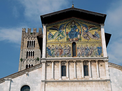 弗雷迪亚诺卢卡  圣弗雷德诺教堂旅游绘画马赛克建筑学建筑雕塑宗教艺术基督门廊背景