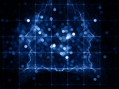 星星网格科技感矢量元素分形网格构成技术圆圈元素蓝色辉光数学教育设计墙纸长方形背景
