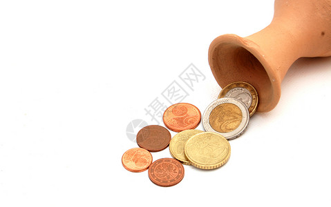 欧元硬币企业金融交换金属水壶联盟插图货币铸币商业背景图片