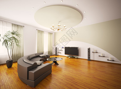 现代室内客厅3d窗户电视家具房子硬木房间桌子沙发地面植物背景图片