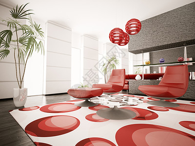 红色的客厅舒服的白色的高清图片