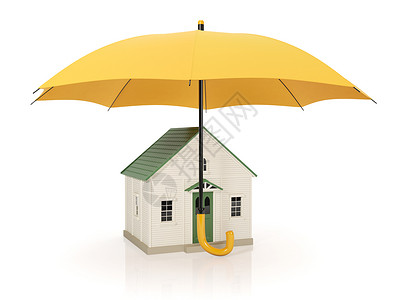白色的伞3d 说明 保护家庭免受恶劣条件的伤害 一umbre背景