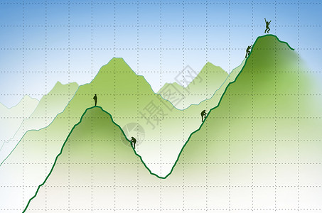 往上走商务人士攀爬财务图表;背景