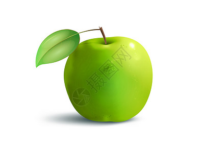 素材库纯绿色苹果绿营养宏观水果午餐花园饮食果汁食物小吃叶子背景