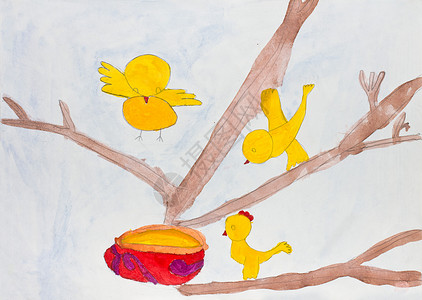 小鸟抽象素材学龄前儿童绘画背景