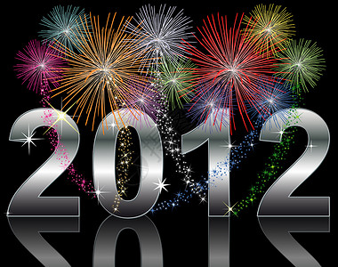 2012年新年火箭烟花背景图片