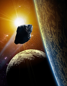 石头空间宇宙中行星上小行星攻击宇宙中的行星 摘要i星系碰撞世界太阳卫星科学墙纸石头流星彗星背景
