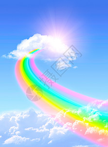 永不消失的彩虹彩虹太阳天空想像力童话魔法水平天气运气阳光背景