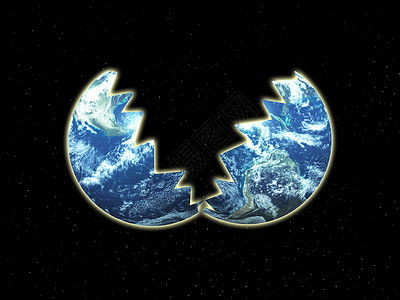 破碎的地球世界星星海洋蓝色裂缝黑色土地环境全球宇宙背景图片