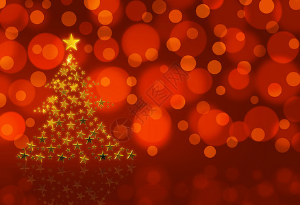 红色的圣诞树背景星星饰品黄色背景图片