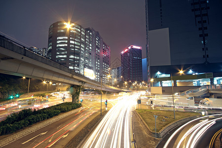 长的路夜间在现代城市的交通运输场景地球蓝色戏剧性辉光街道景观速度驾驶背景