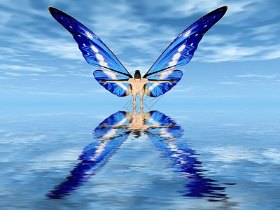 蝴蝶仙女有蝴蝶翅膀的仙女绘画仙境女士小精灵童话想像力魔法插图飞行艺术背景
