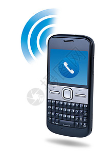 电话连线白色背景的手机连线技术概念 请查看InfoFinland上的数据背景