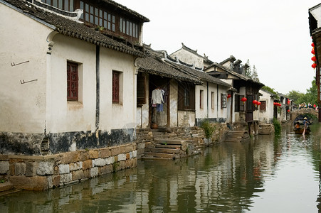 水镇街道历史文化车道地标阁楼游客村庄房子屋檐背景图片