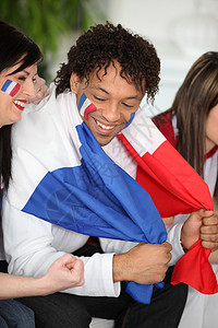 民族主义法国支持者团队足球女孩国家乐趣联盟快乐扇子运动杯子背景