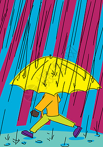 快速剪贴画在雨中行走的人背景