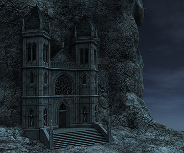 黑暗城堡观察塔建筑岩石历史性据点插图城堡堡垒背景