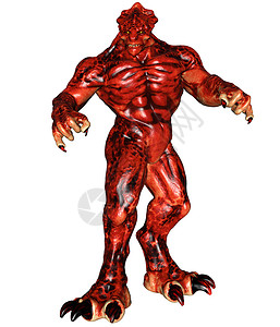 红色小怪物便签幻想中的大怪物数字插图恶魔生物背景