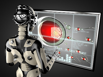 操纵全息图的机器人女人父母生物显微镜全息科学电子人母性游泳精子避孕背景图片
