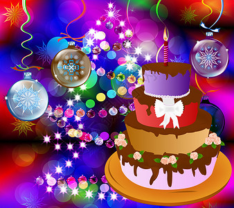 浪漫圣诞巧克力新年开胃的欢庆派叶子礼物玫瑰馅饼蛋糕纪念日蜡烛周年锥体食物背景
